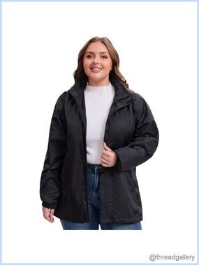 Plus Size Rain Jacket Waterproof Windbreaker with Hood